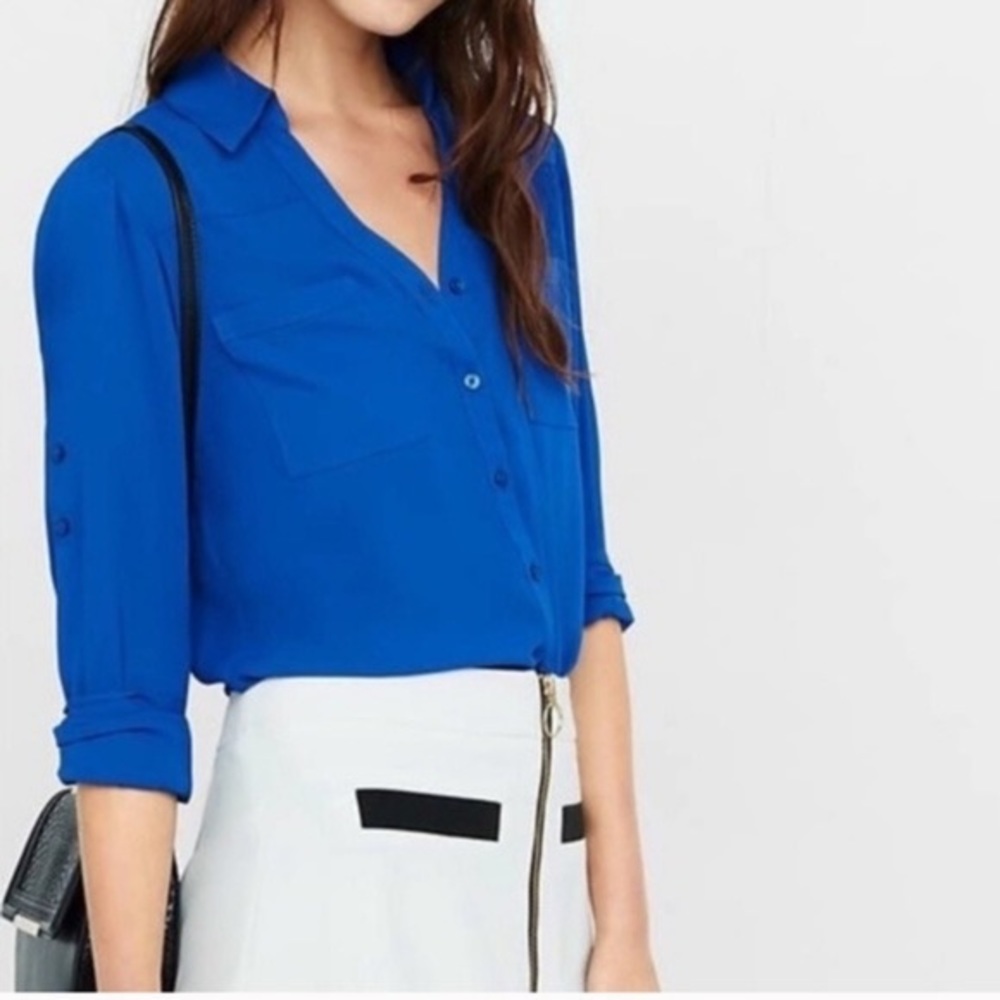 Express Blue Convertible Sleeve Portofino Shirt